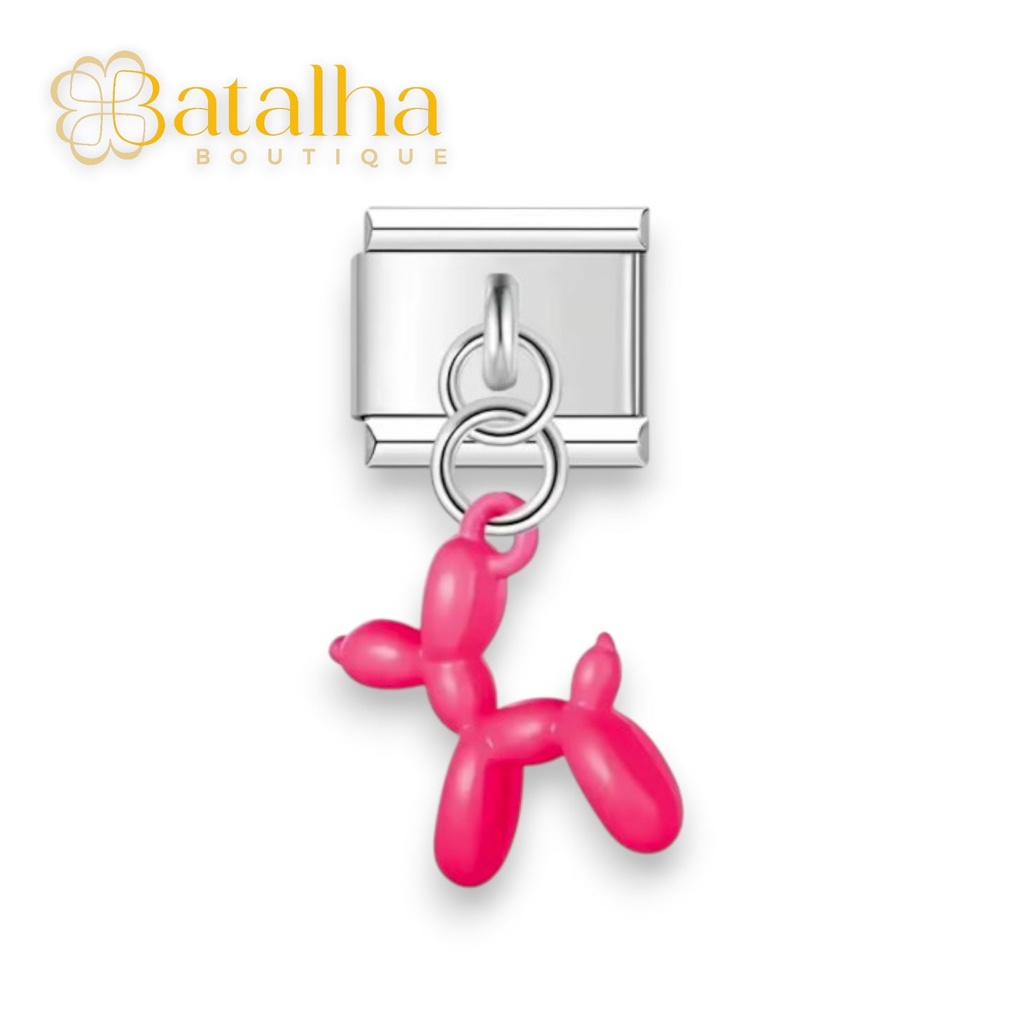 Dark Pink Balloon Dog Charm