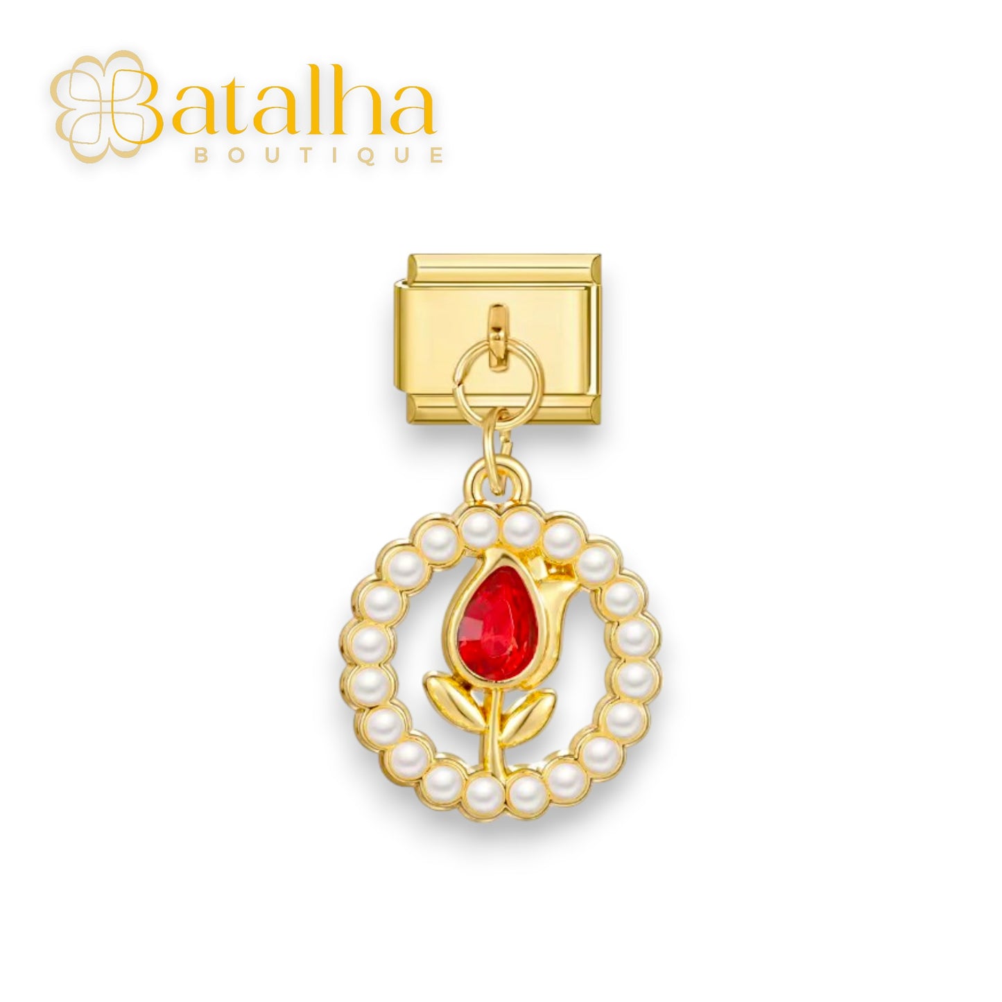 Pearled Rose Charm