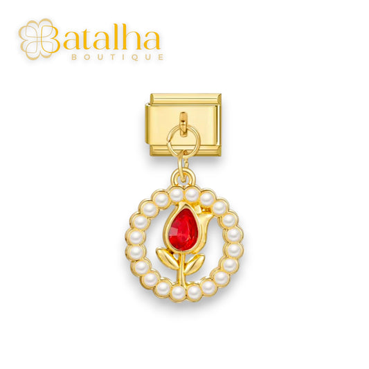 Pearled Rose Charm