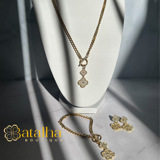 Clover Zirconia Gold Set