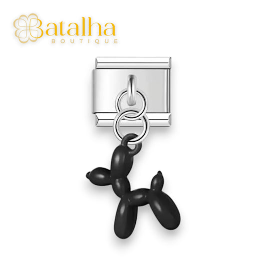 Black Balloon Dog Charm