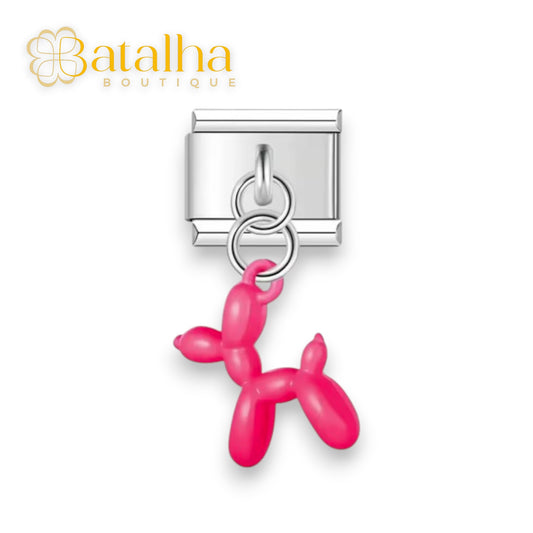 Dark Pink Balloon Dog Charm