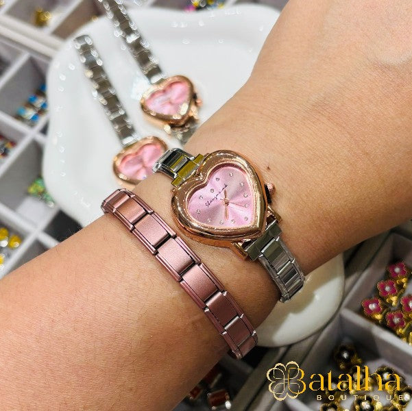 Pink Heart Italian Watch